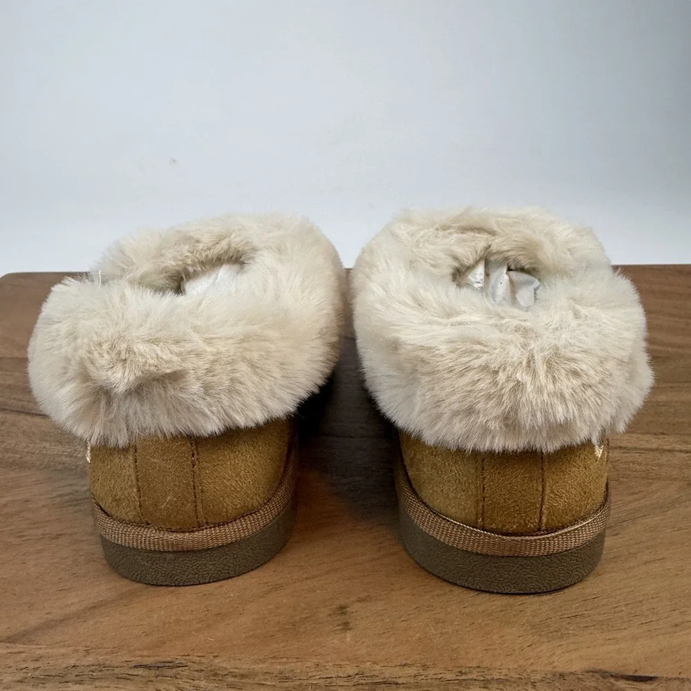 New Little Kids Billy Cozy Chestnut Fur Trim Lined Casual Slippers‎ Size 8 C NIB